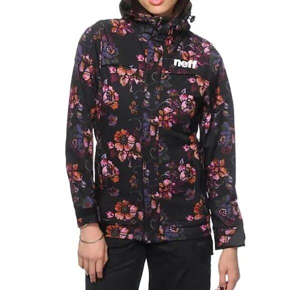Neff Lush Acid Bloom Floral Softshell Snowboarding Jacket - Picture 1 of 10